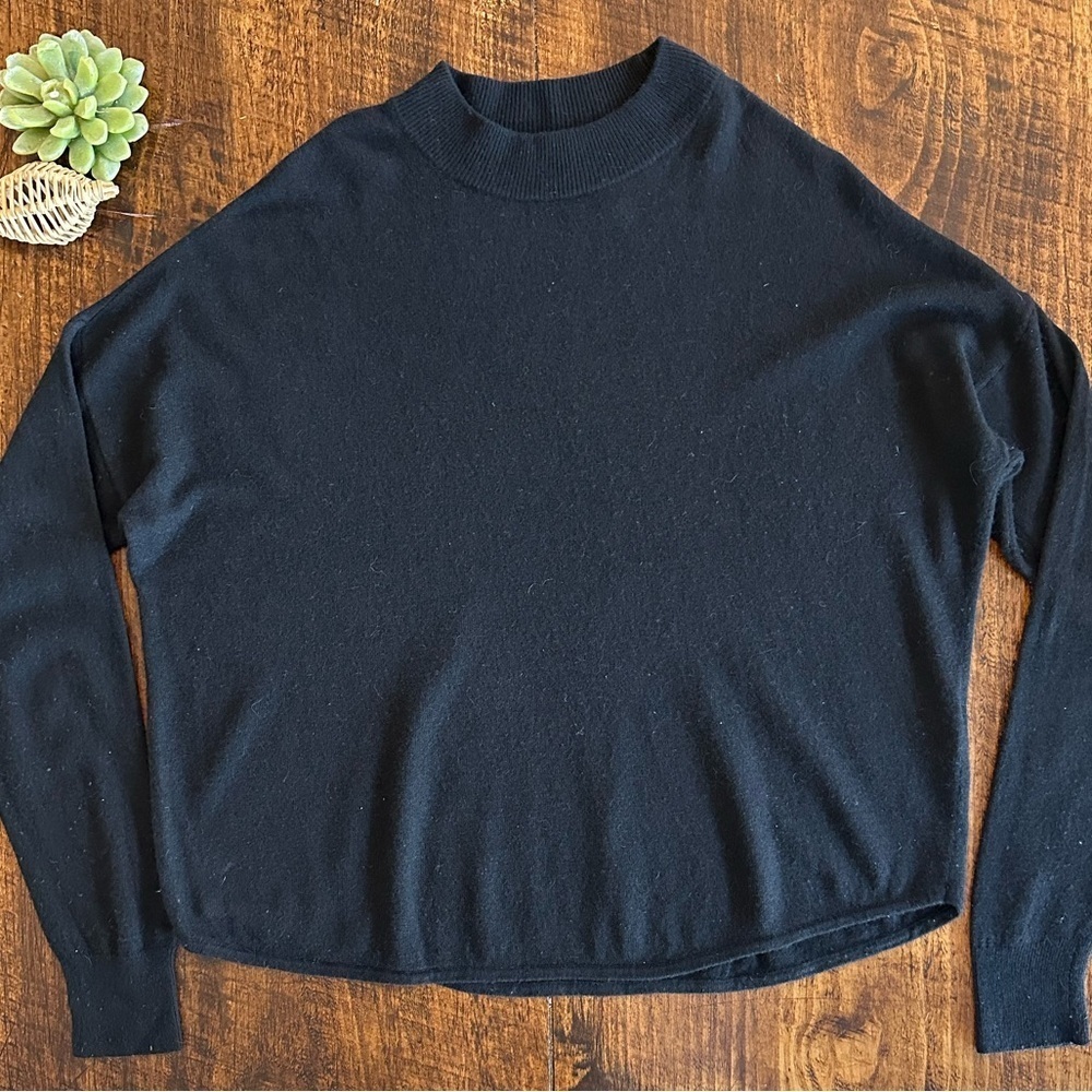 Madewell | Black Mock Neck Wool Blend Sweater, Size L - Picture 2 of 7
